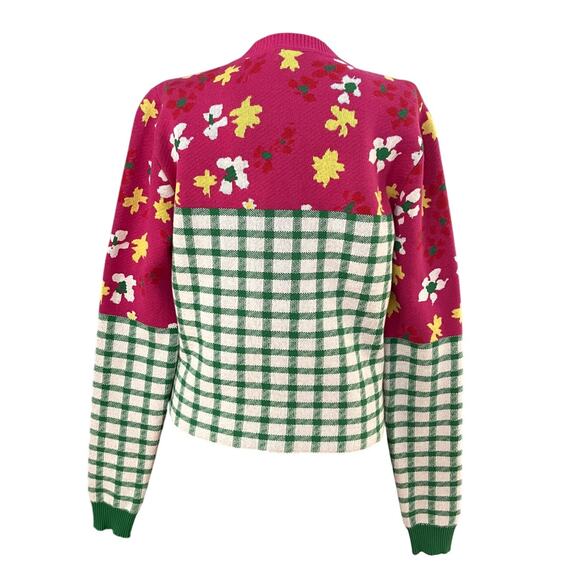 Molly Goddard Sz M Sonia Cardigan Pink Jacquard Cottage Preppy Geek Chic Whimsy - Picture 3 of 16